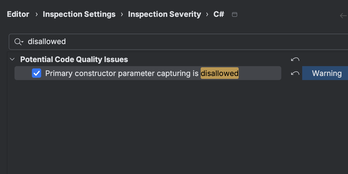 Primary constructor inspection configuration