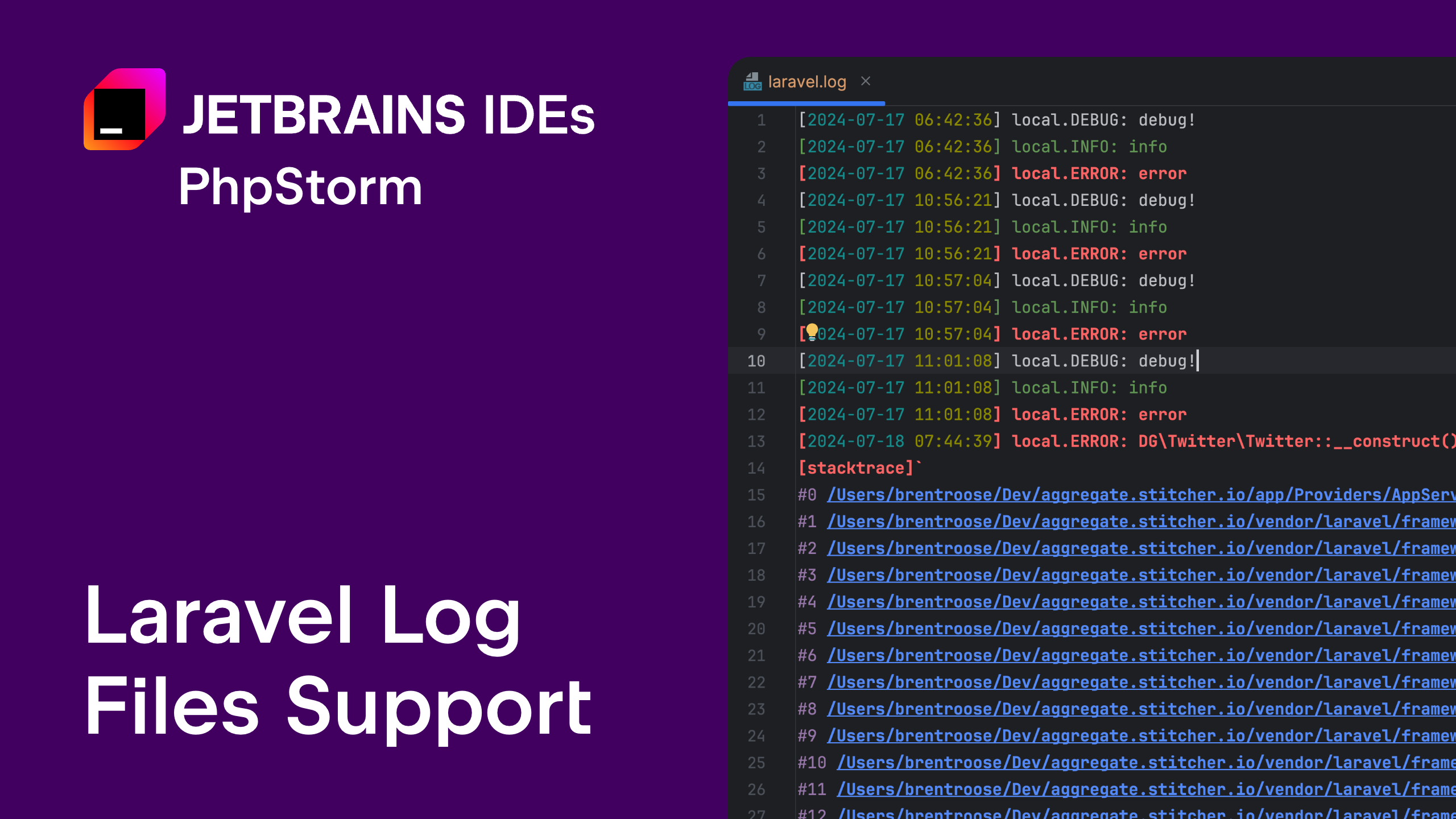 Laravel Log Files Support in PhpStorm