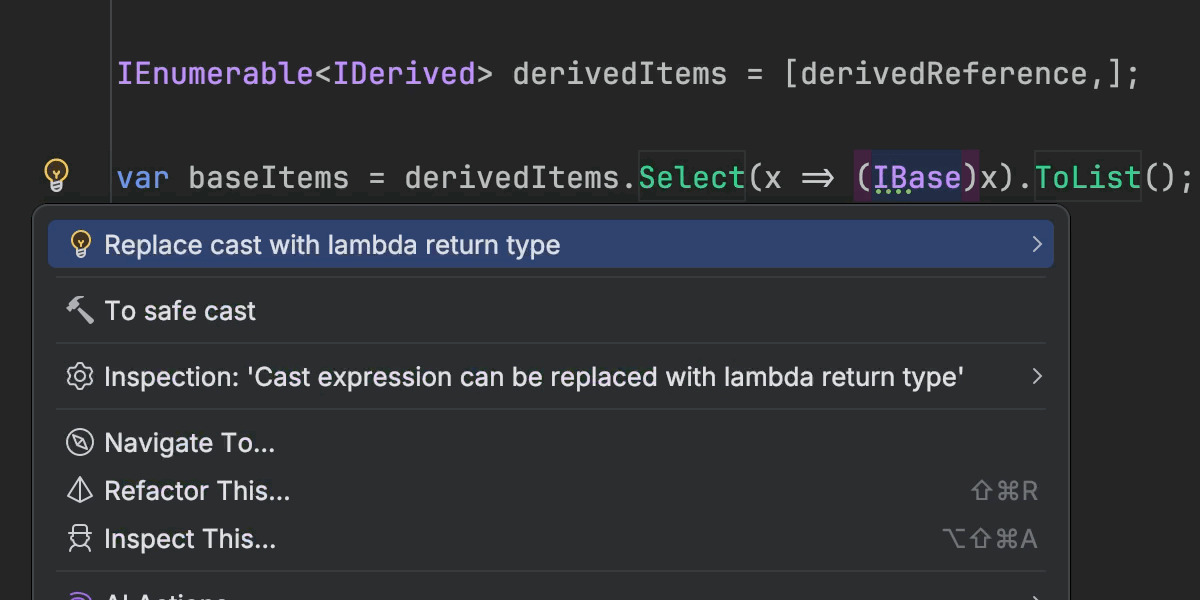 Replacing cast with lambda return type