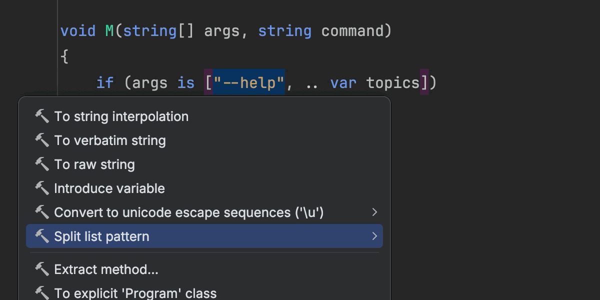 Splitting list patterns