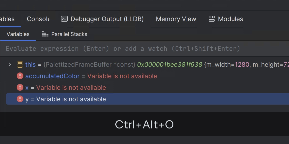 Local variables are not available in a file compiled with optimisations. The global shortcut will toggle optimisations and Rider will automatically refresh the debugger