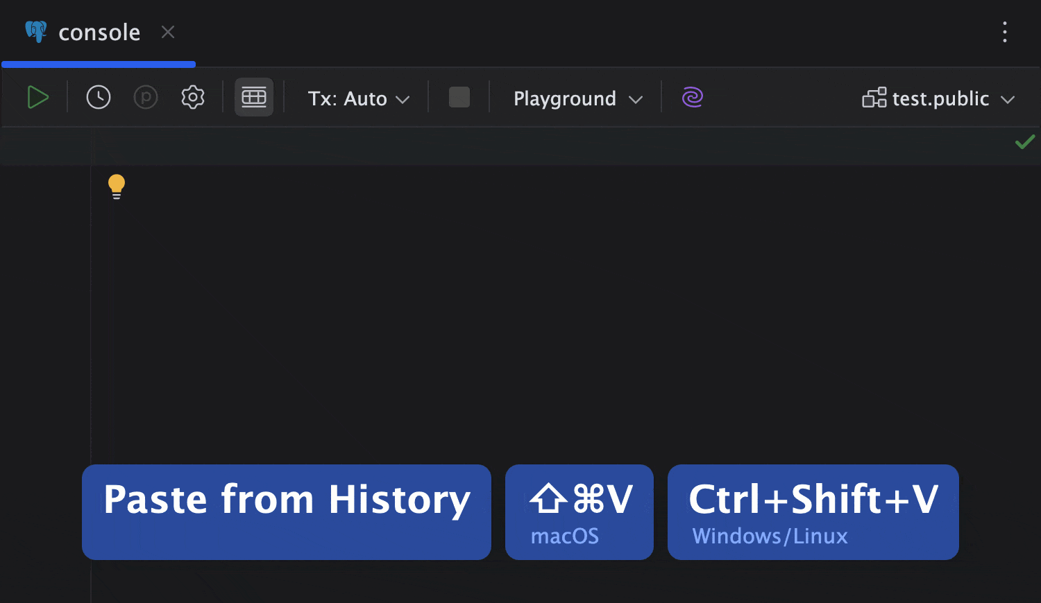 Paste from clipboard history by shortcuts ⇧⌘V | Ctrl+Shift+V