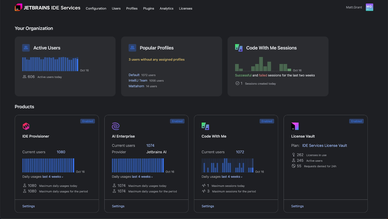 IDE Services administration interface