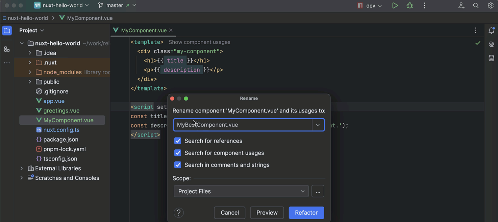 component usages demo with refactoring