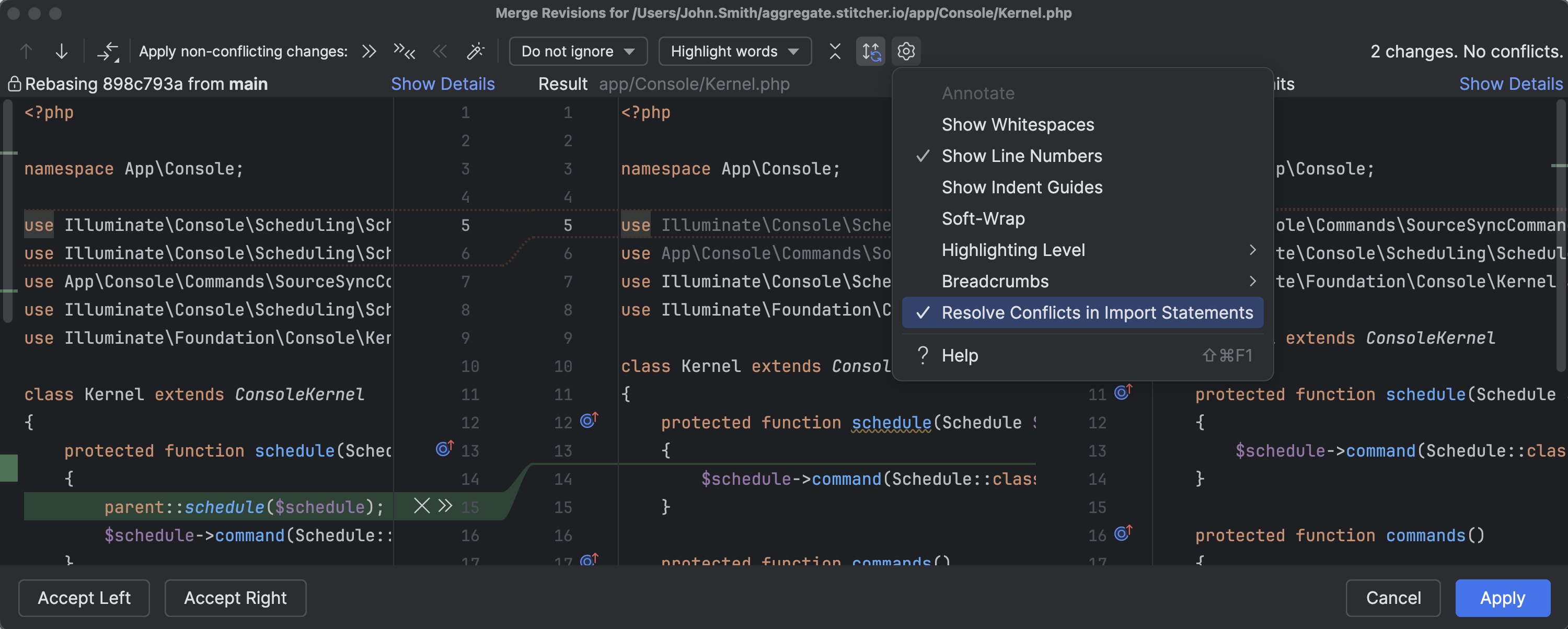 resolve import statements