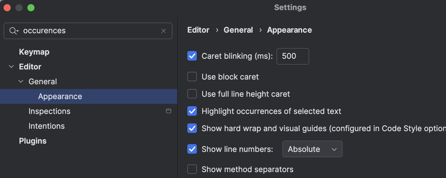 ui Occurences highlighting 2