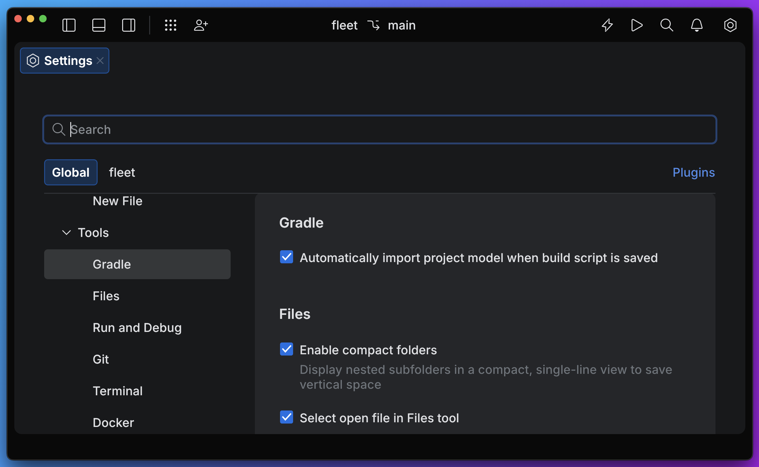 Fleet 1.45: gradle auto-import