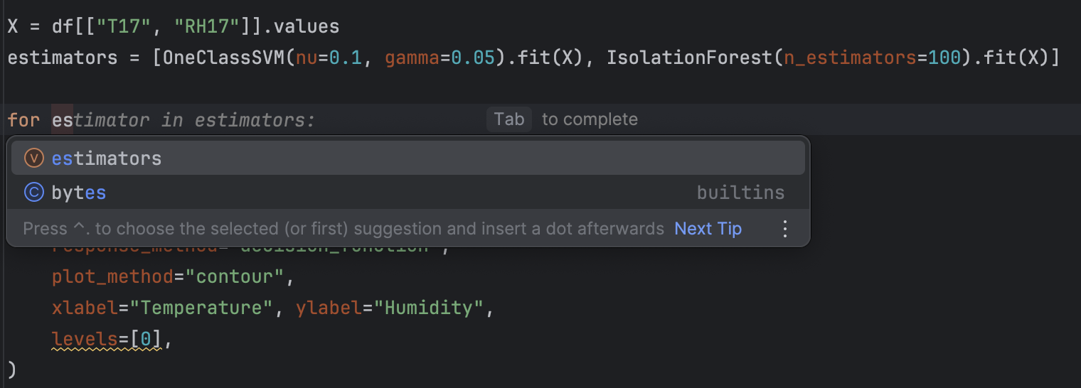 Auto-completion in PyCharm