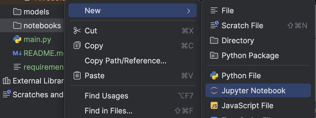 Create a Jupyter notebook in PyCharm