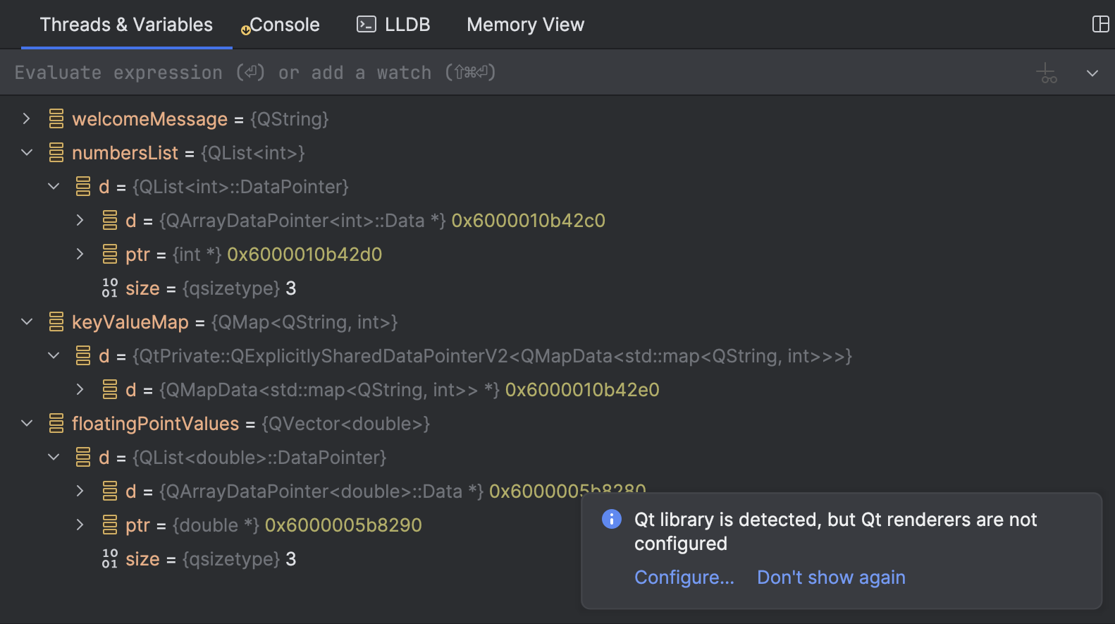 Viewing variables without Qt renderers enabled