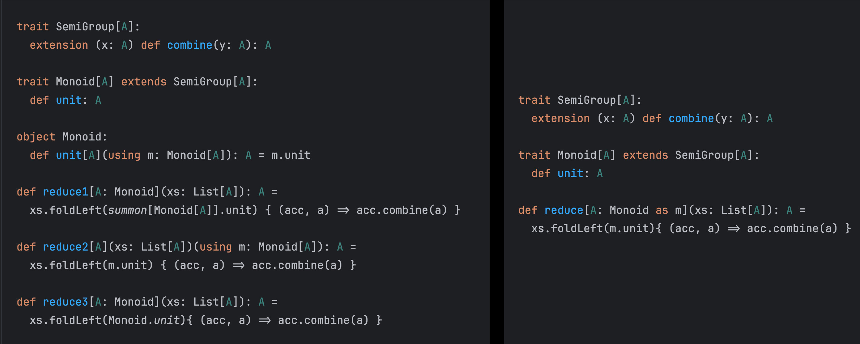 Three old ways to declare and name a context bound vs the new syntax