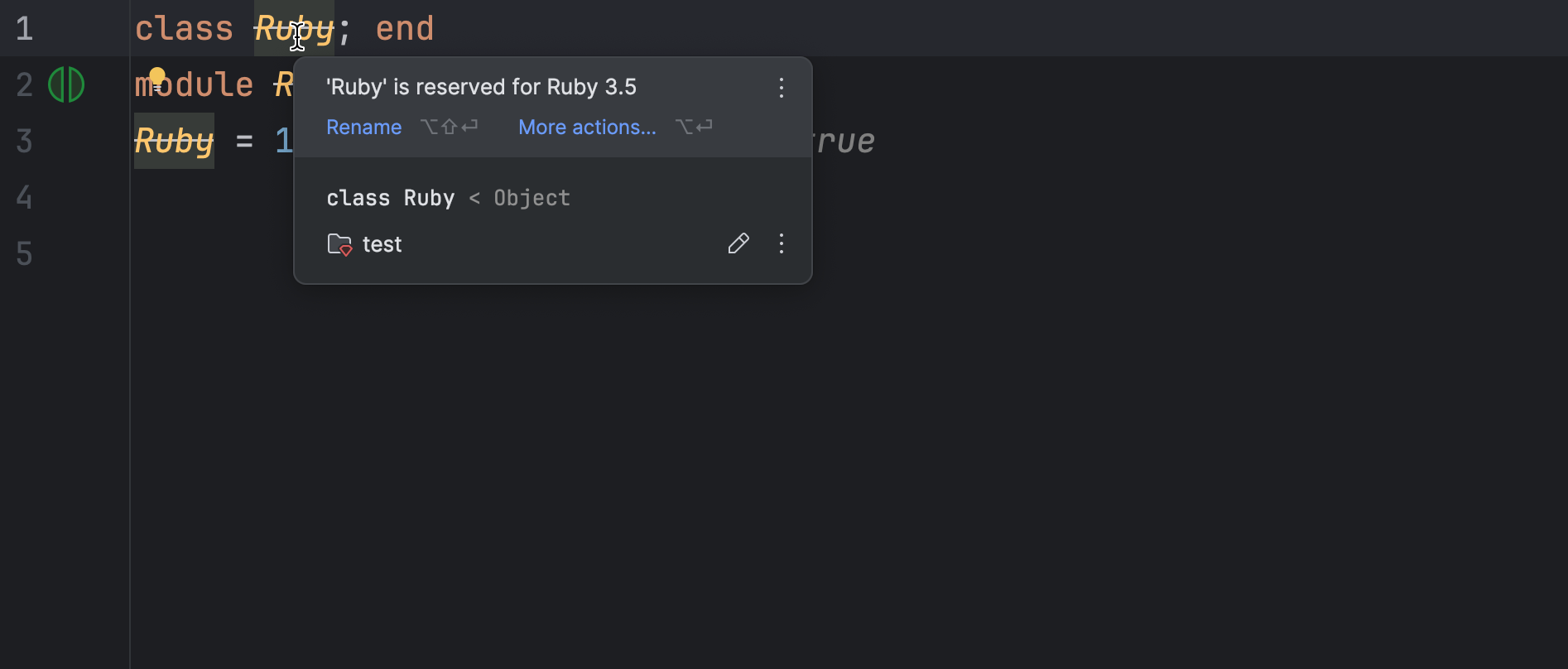 Warning on using reserved Ruby namespace