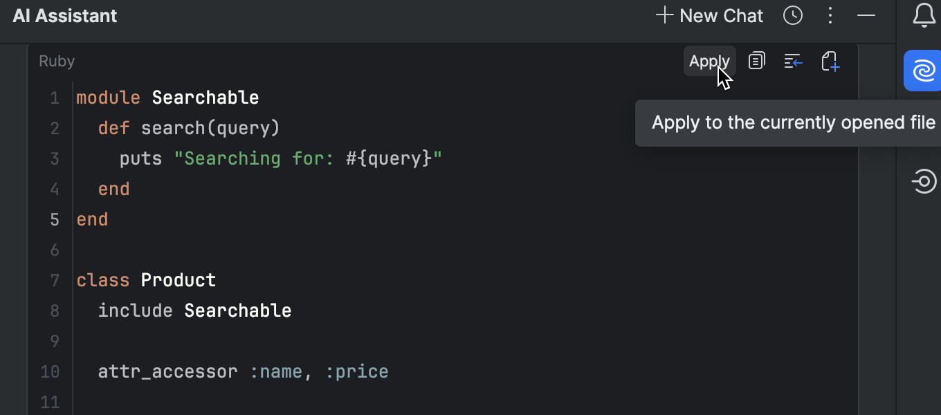 Applying suggested code snippet