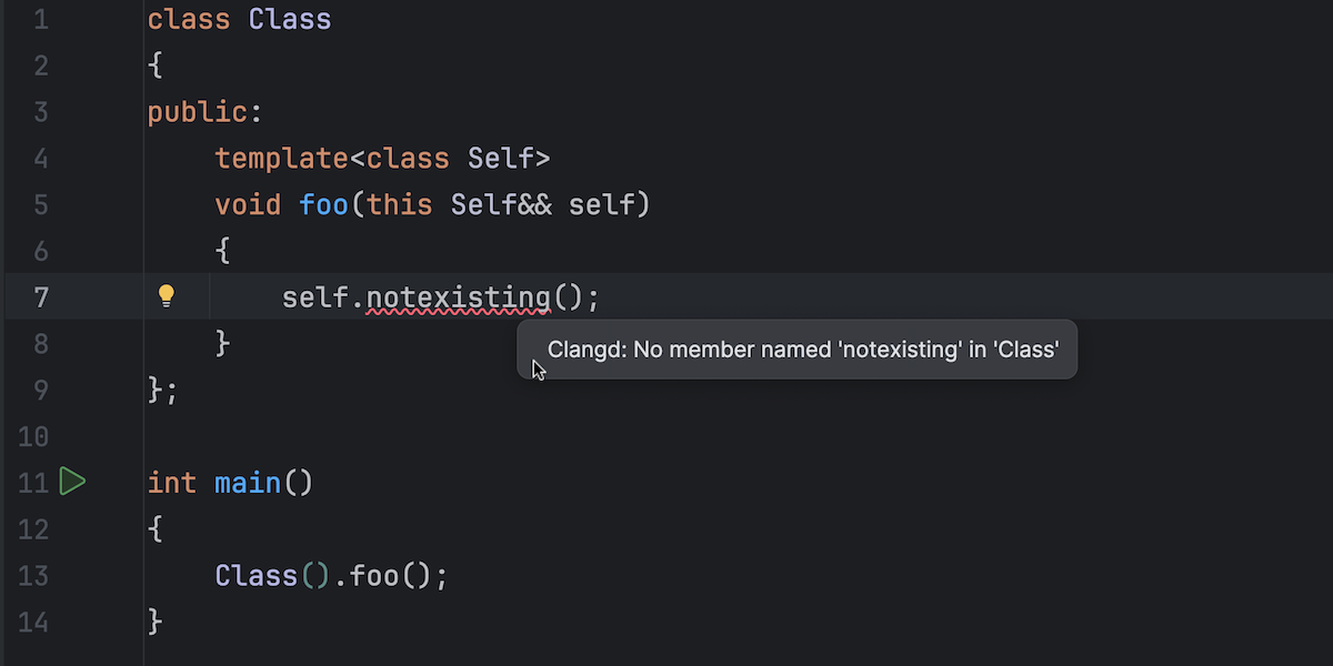 A clangd warning about an error