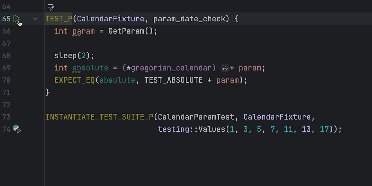Running a parameterized test