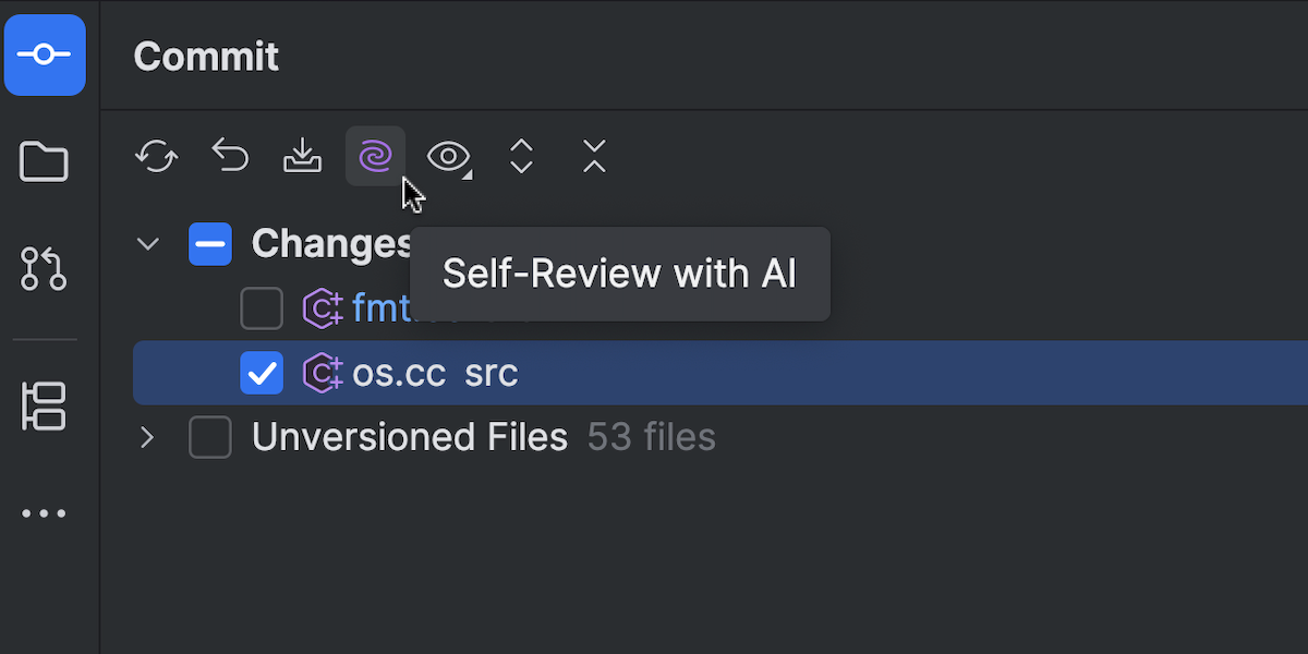 Performing a pre-commit check with AI Assistant