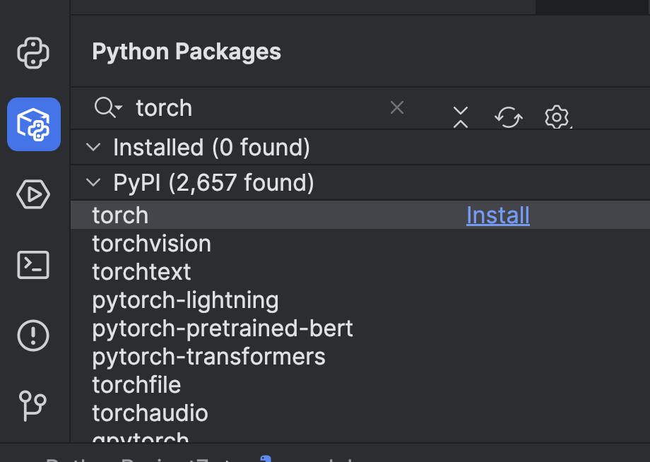 Install PyTorch in PyCharm