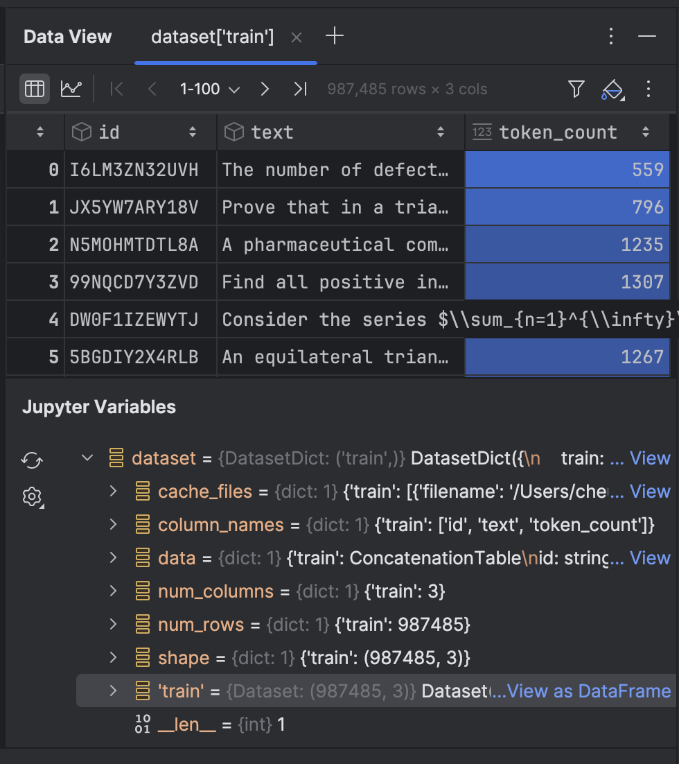 Data View tool in PyCharm