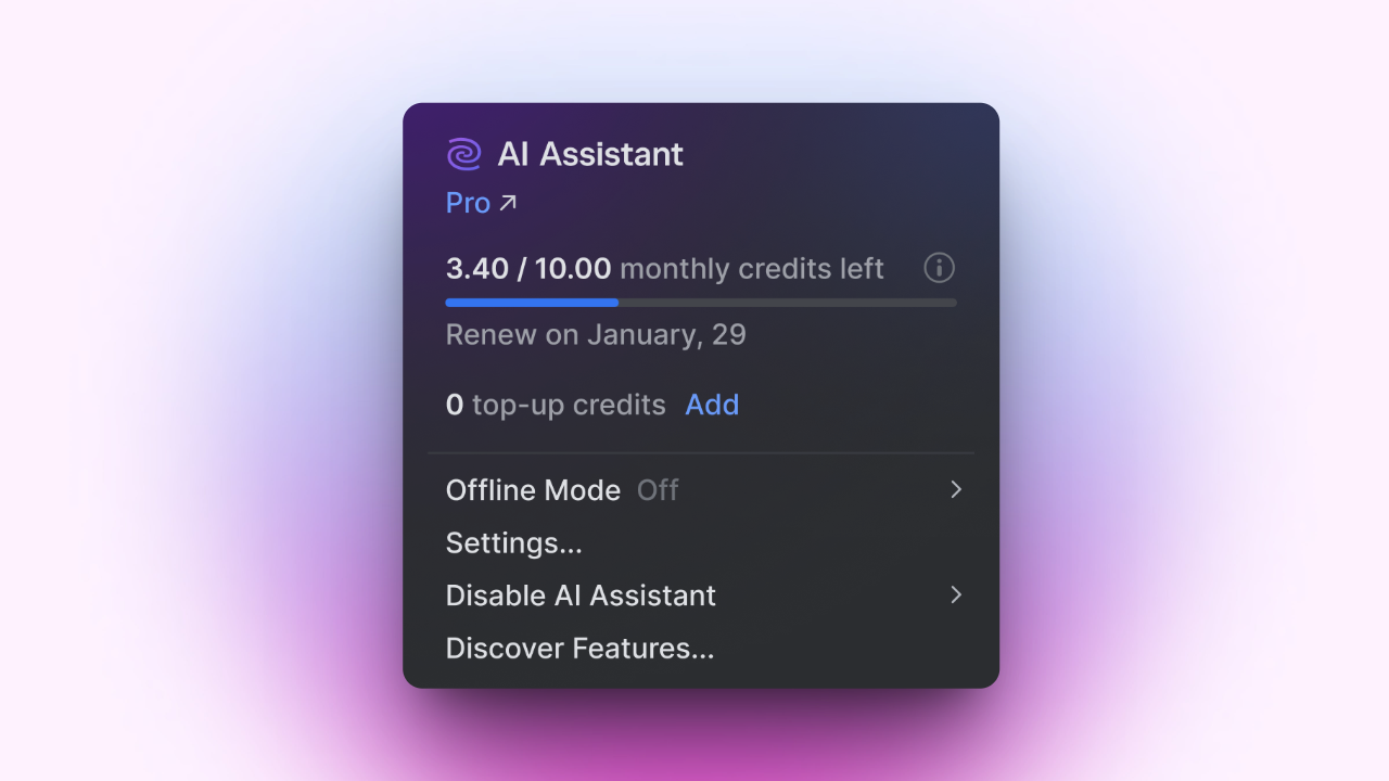 New AI Assistant UX with AI credits usage