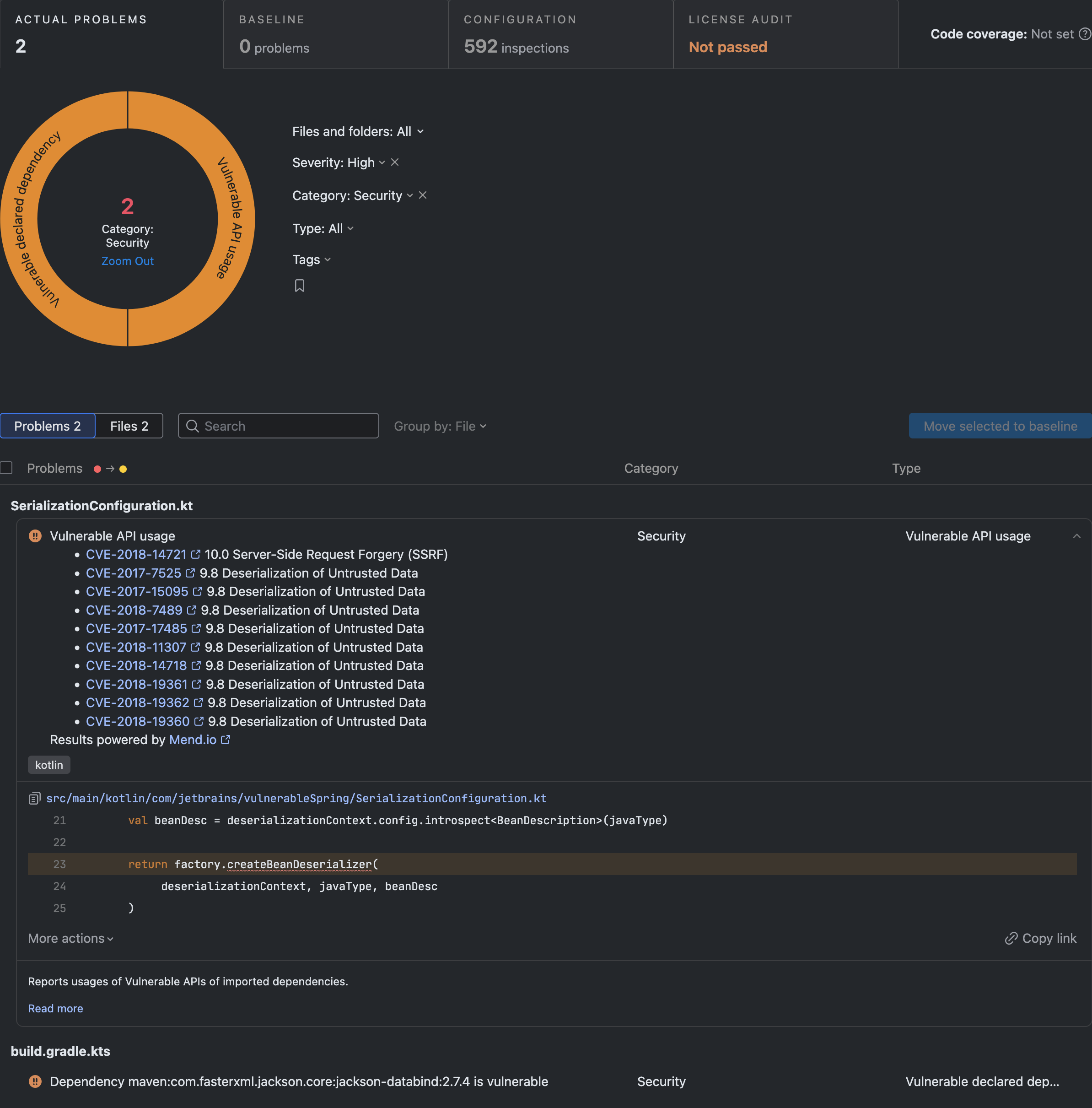 Vulnerable API feature in Qodana