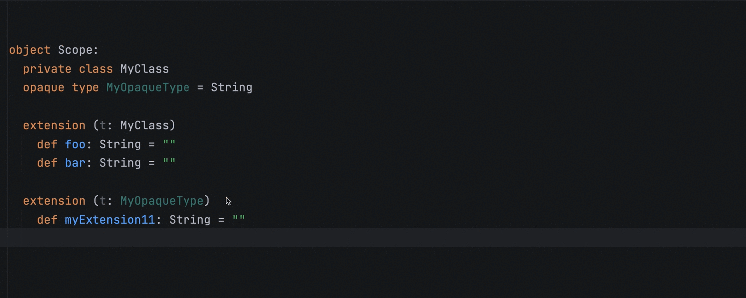 The indentation of the extension method is carried over correctly