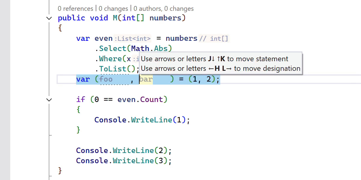 Move Code on Different Syntax Elements