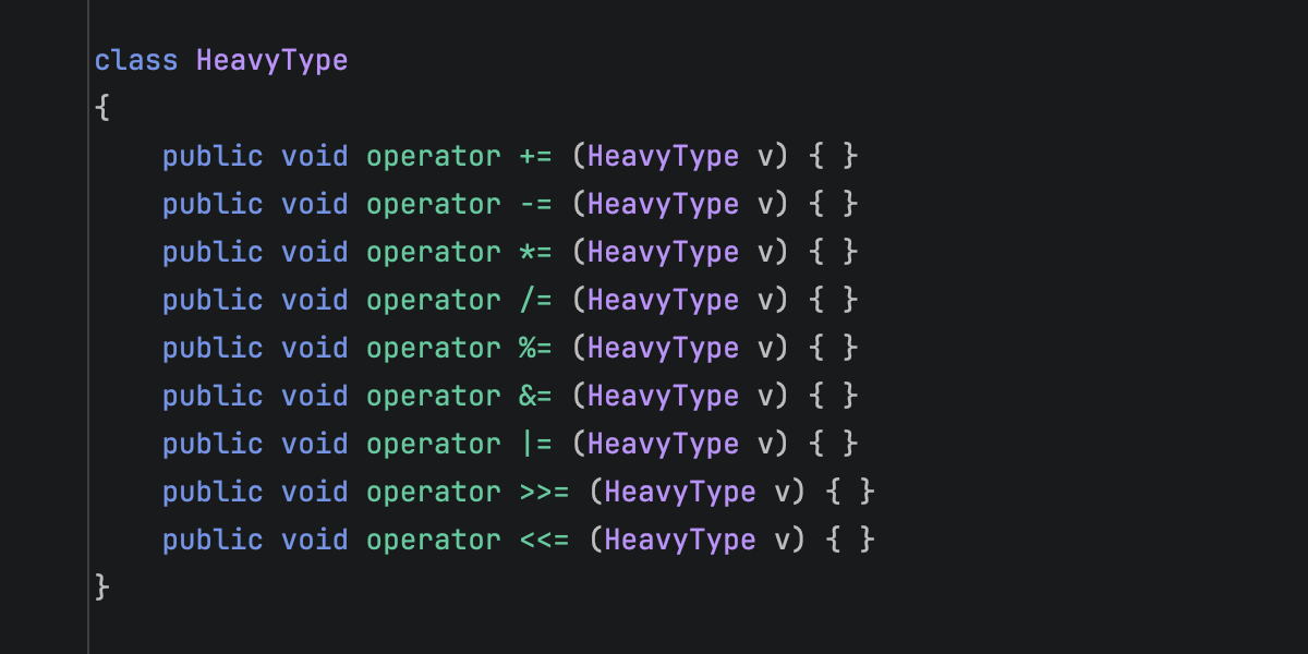 Syntax highlighting for used-defined compound assignment operators