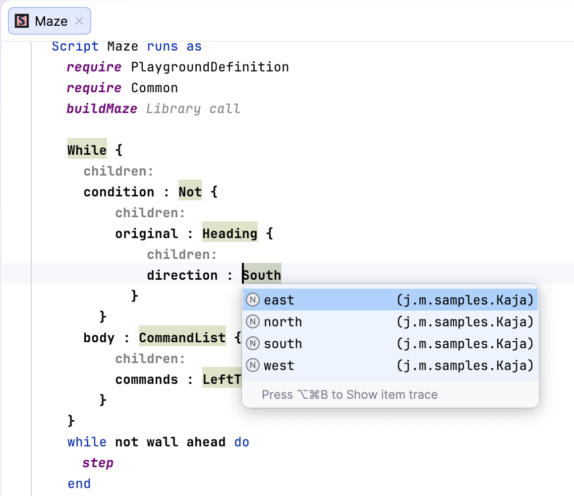 An example of the reflective editor