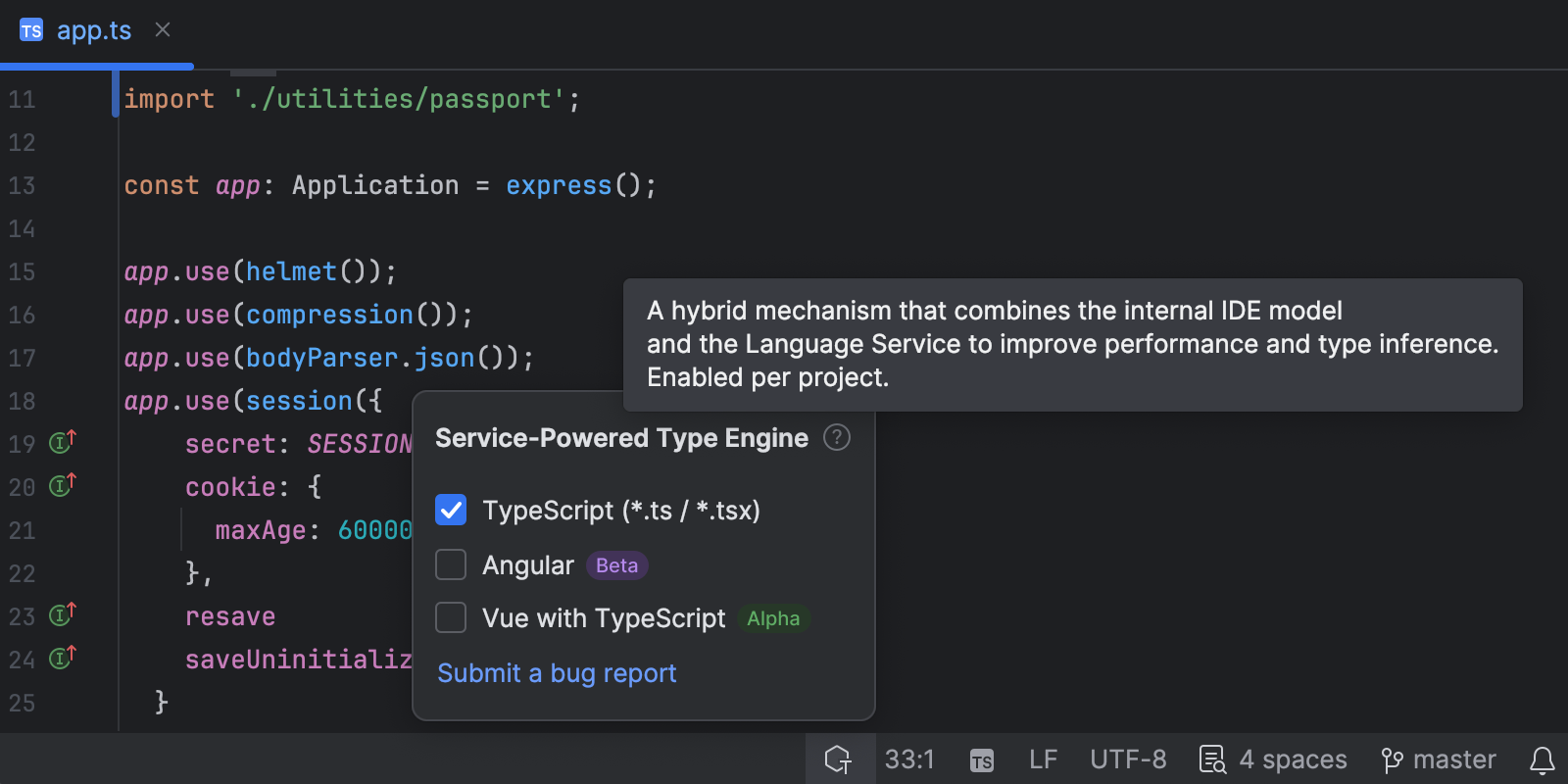 Service-powered type engine