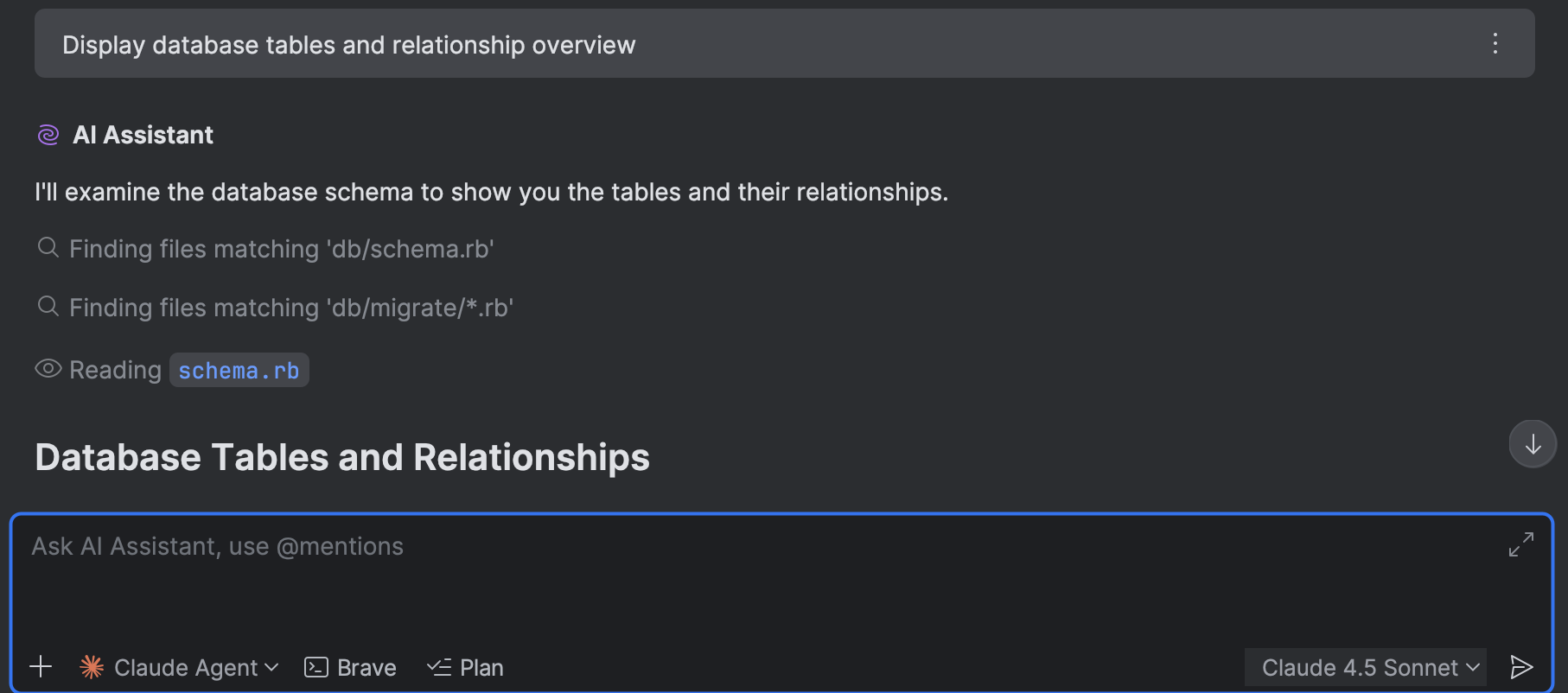 Accessing rails project databases from AI chat using Claude Agent