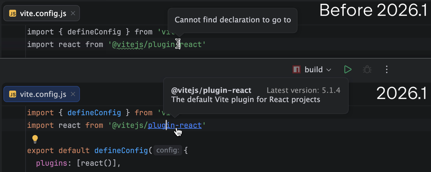 code navigation for JS and TS