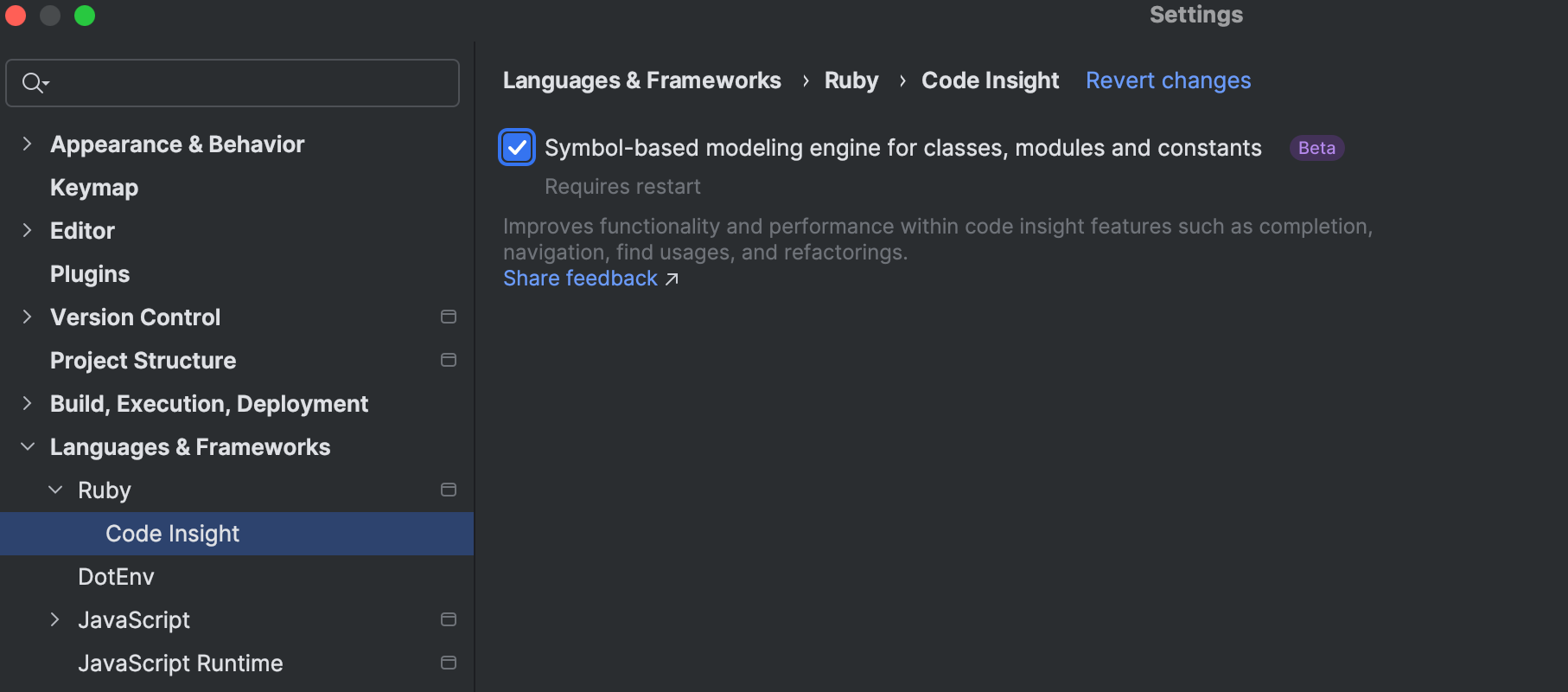 Enabling experimental code insight for Ruby
