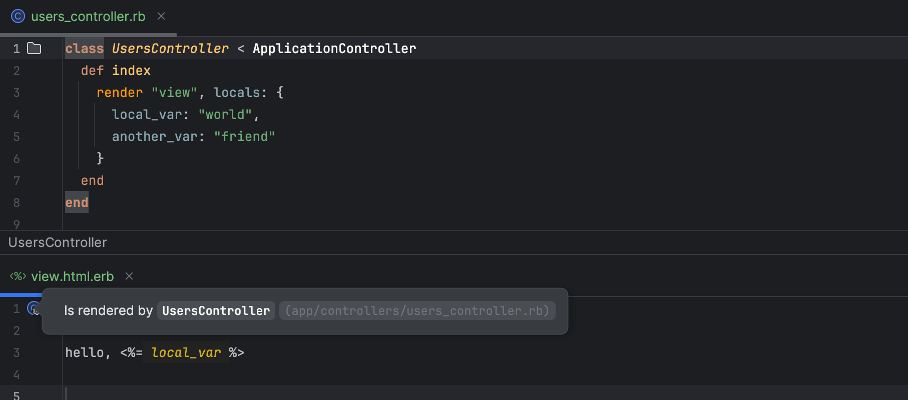 Recognizing variables passed via render