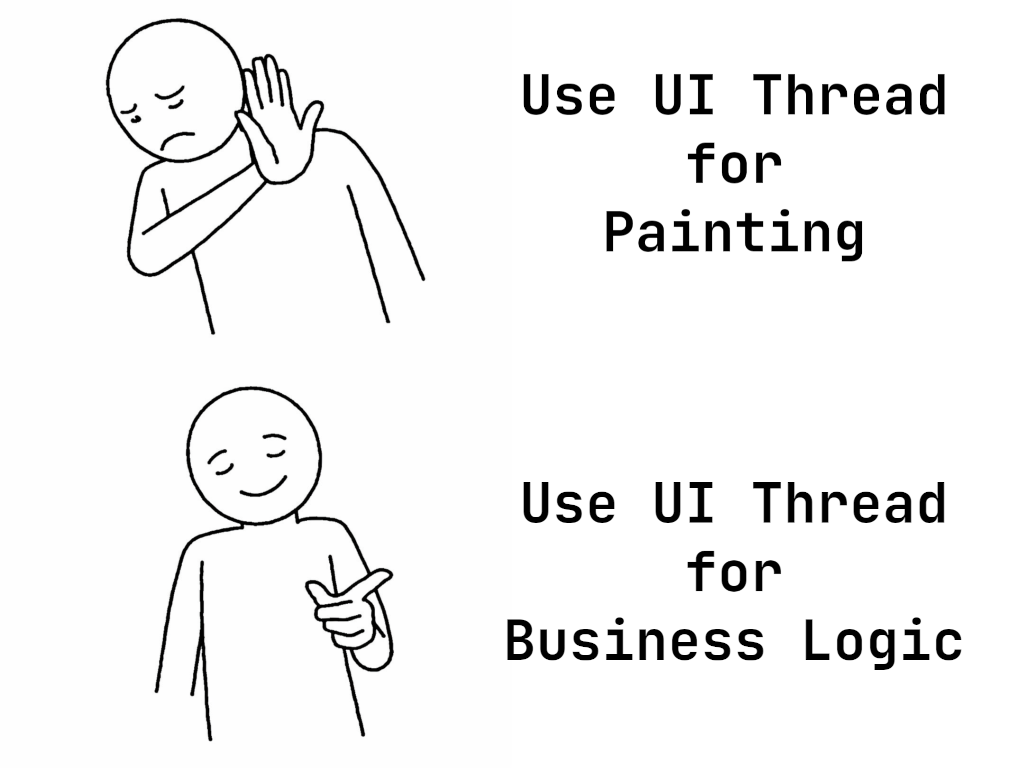 Performance is impacted when the UI thread has to take care of business logic