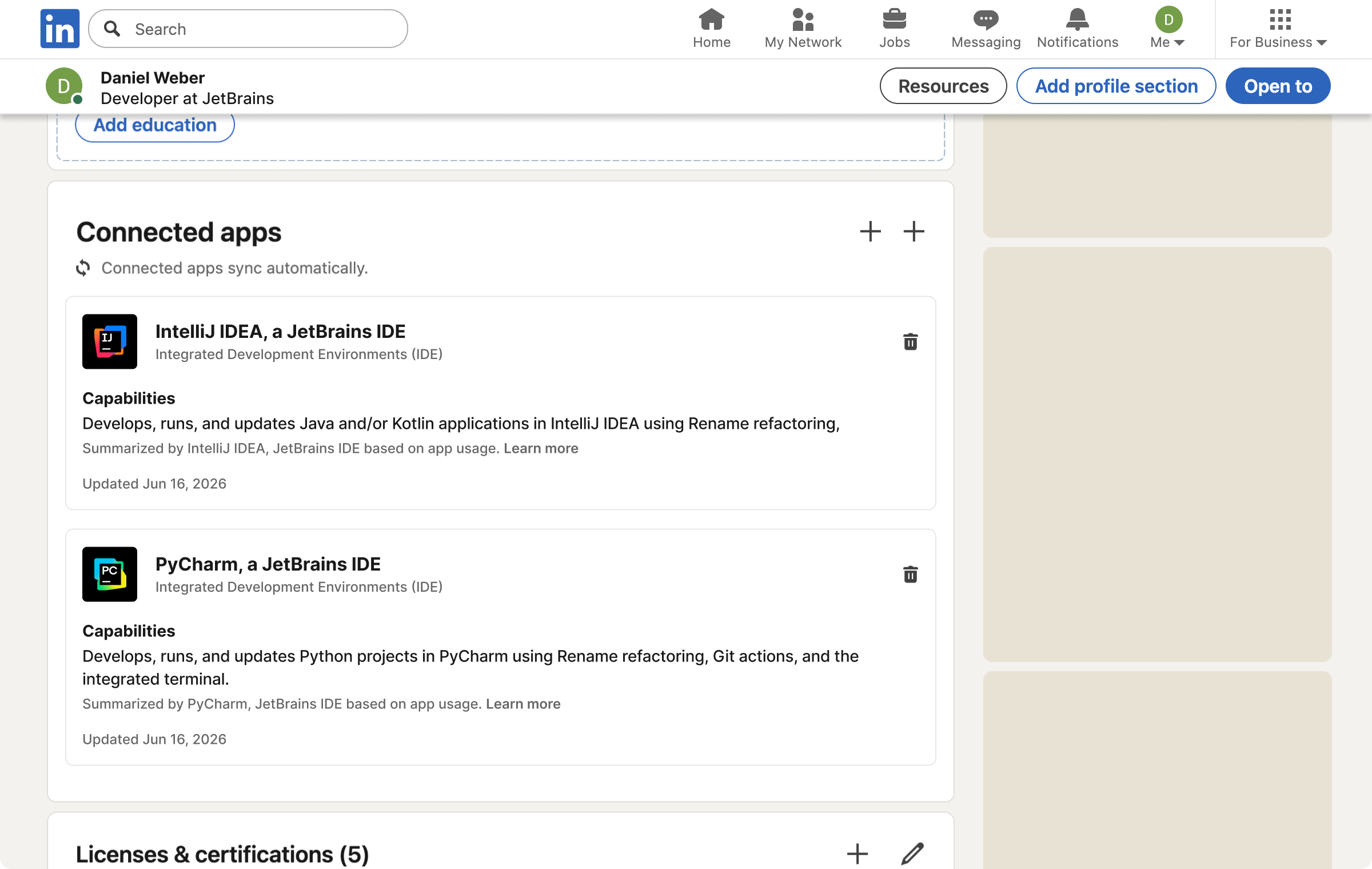 JetBrains-IDEs-connected-to-LinkedIn-example