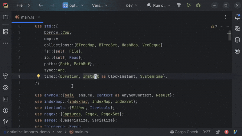 Smarter import cleanup for Rust code