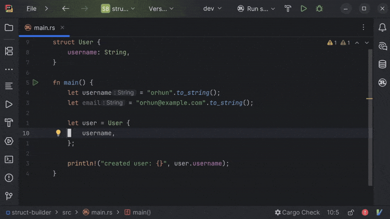 local variable completition