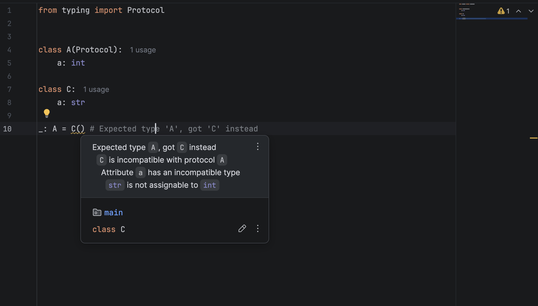 Clearer type checking in PyCharm