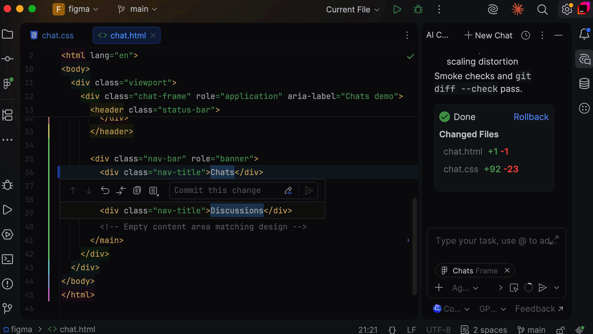 Figma Connect is supported in WebStorm 2026.2.1. Select any layer from your Figma file, get the full design context straight from the source via Figma MCP, and pass it to the AI chat. Your agent (Junie, Claude, Copilot, Cursor, etc.) or agentic IDE, like Air, generates code that fits your actual codebase, not a generic approximation.