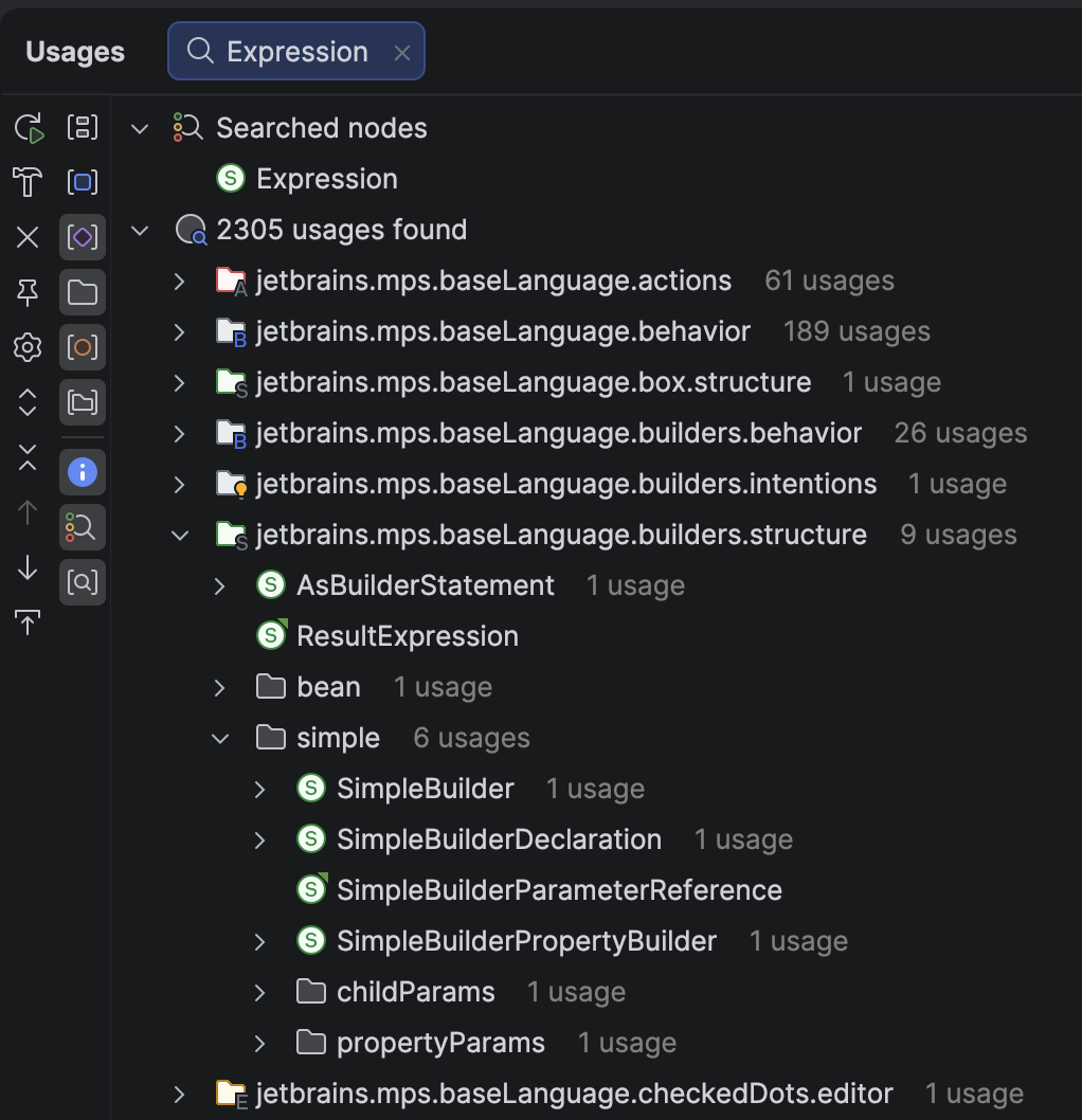 Group by virtual package toggle in Find Usages results